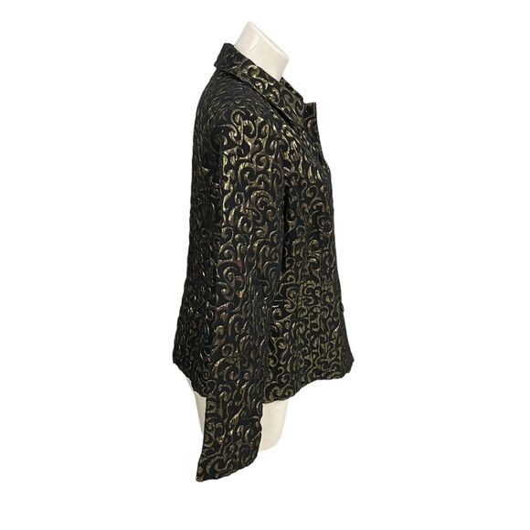 Chicos Blazer Womens Size 2 US 12 Gold Foil Party Holiday Work Office Jacket - Picture 10 of 16